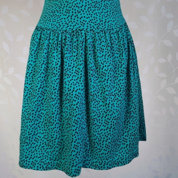 Vintage 90s South Beach Teal Black Polka Dot Cutout Back Button Front Mini Dress - Picture 11 of 15